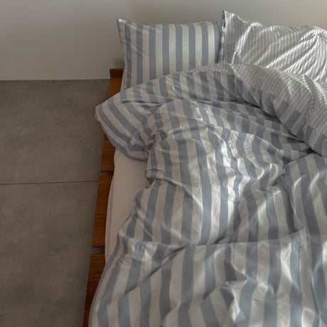 beddingsets-03109　blue リバーシブルストライプ 布団カバーセット
