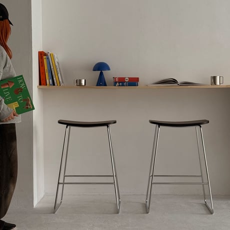 chair-03095　プライウッド スチールスタンド ハイチェア カウンタースツール
