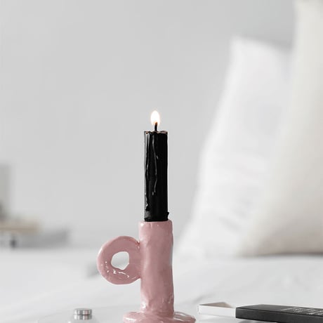 candle-03119　クレイ リングハンドル キャンドルスタンド