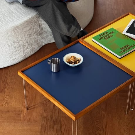 table-03219　天然木 カラー天板 スクエア コーヒーテーブル 60×60cm