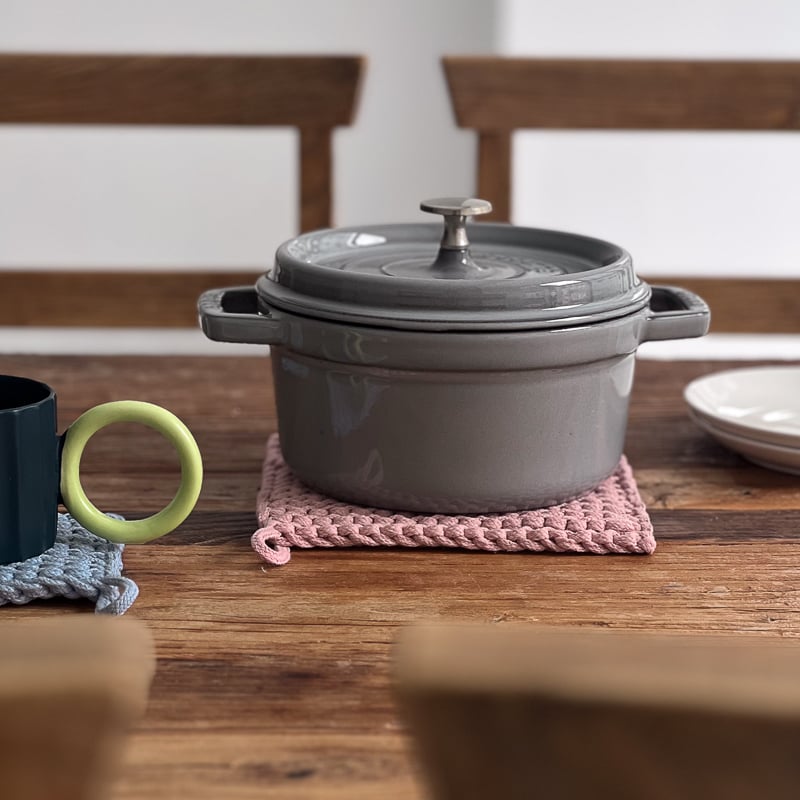 potstand-03012 スクエア コットンロープ ニットパッド 鍋敷き