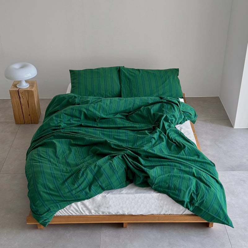 beddingsets-03025 グリーン ダブルストライプ 布団カバーセット | ART