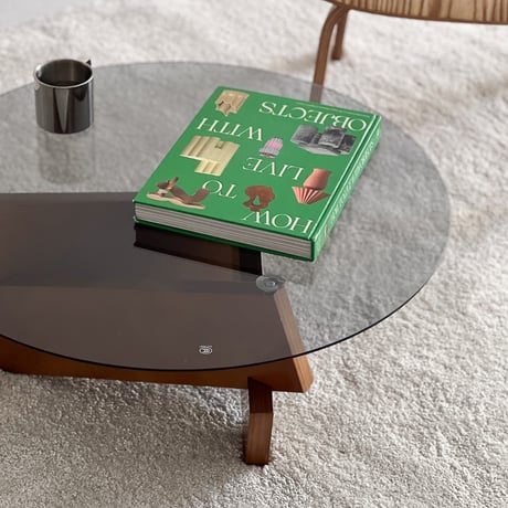 予約販売6月中旬～6月下旬頃発送予定　table-03176　ウッドベース ラウンドガラス コーヒーテーブル 70cm