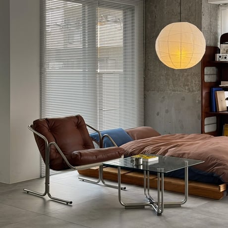 予約販売6月中旬～6月下旬頃発送予定　chair-03099　Stainless Sling Leather Lounge Chair ラウンジチェア 1人掛けソファ