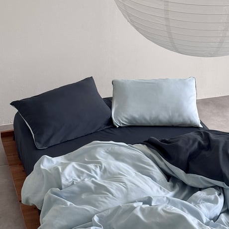 予約販売7月中旬～7月下旬頃発送予定　beddingsets-03164　light blue×navy リバーシブル 布団カバーセット
