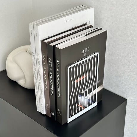 bookend-03018　wave line アイアン ブックスタンド 2個セット