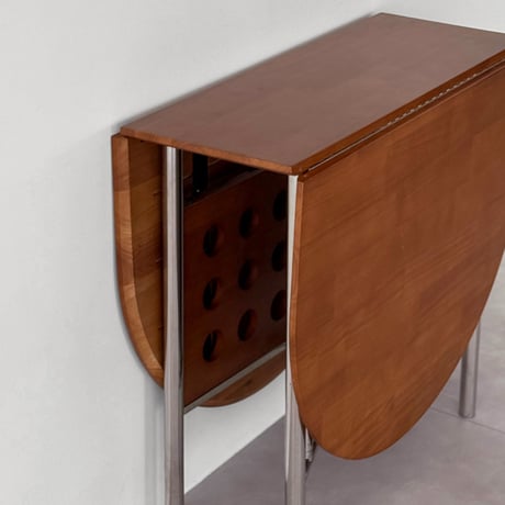 table-03213　受注販売　折り畳み オーバル天板 ホールレッグ ダイニングテーブル ブラウン