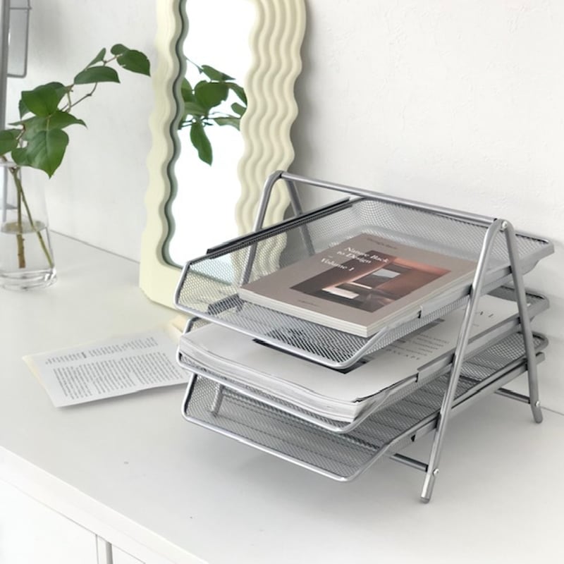 rack-03002 A4 ファイルラック スライド トレイ 3段 卓上 | ART