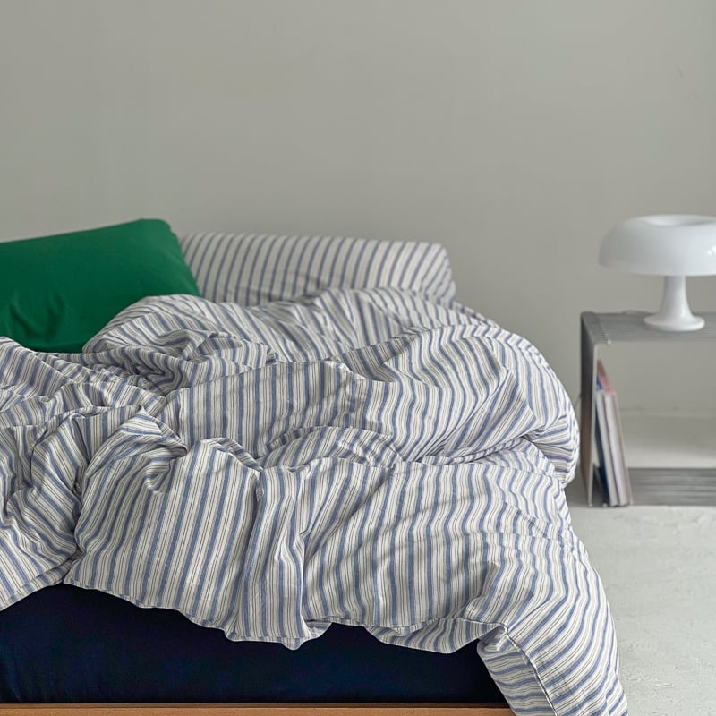 beddingsets-03035 white×blue クラスターストライプ 布団カバーセッ