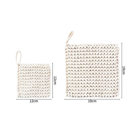 potstand-03012　スクエア コットンロープ ニットパッド 鍋敷き  コースター
