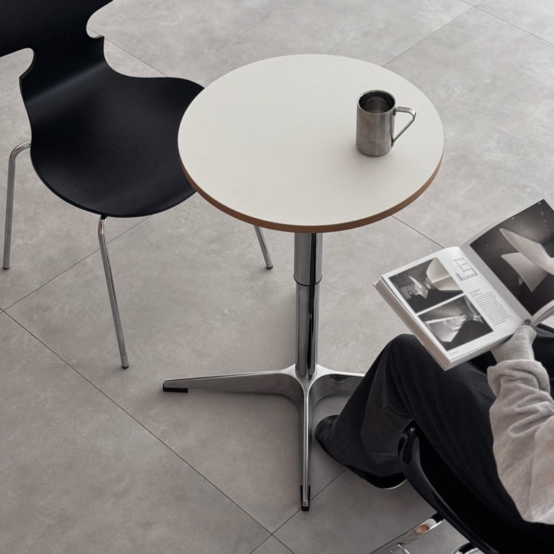 table-03182 昇降式 ラウンドテーブル ホワイト 直径50cm | ART OF B