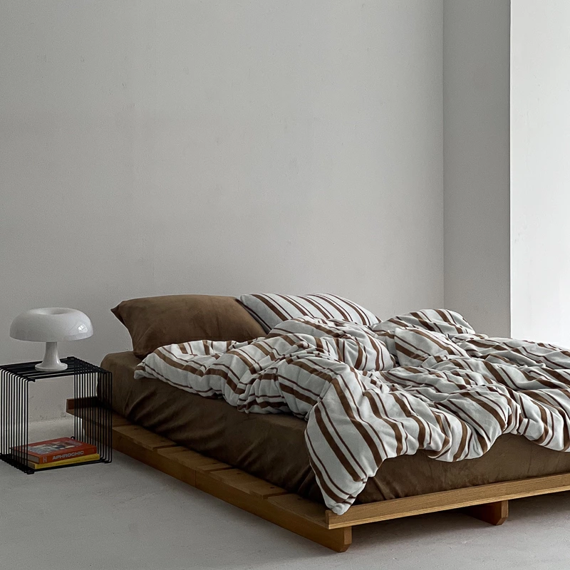 beddingsets-03061 mint×brown あたたか ファイバー厚手 起毛 スト