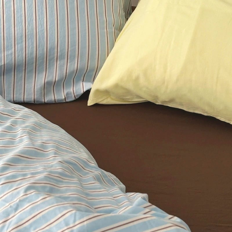 beddingsets-03125 blue×brown ストライプ 布団カバーセット | A