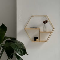 wallrack-03008　アイアン ヘキサゴン ウォールシェルフ 42cm×48cm