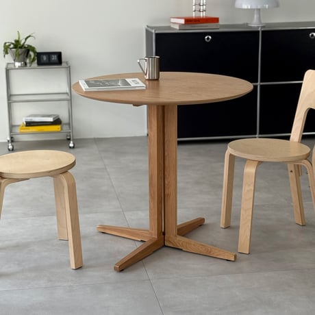 table-03205　ホワイトオーク突板天板 ラウンドテーブル 直径80cm