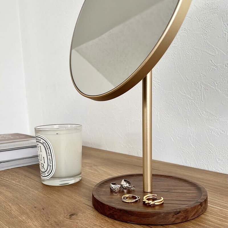 mirror-03061 ウォールナット 卓上ミラー マットゴールド | ART OF BLACK