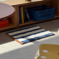 mat-03095　ブルー×ブラウン ストライプラグ 45cm×60cm
