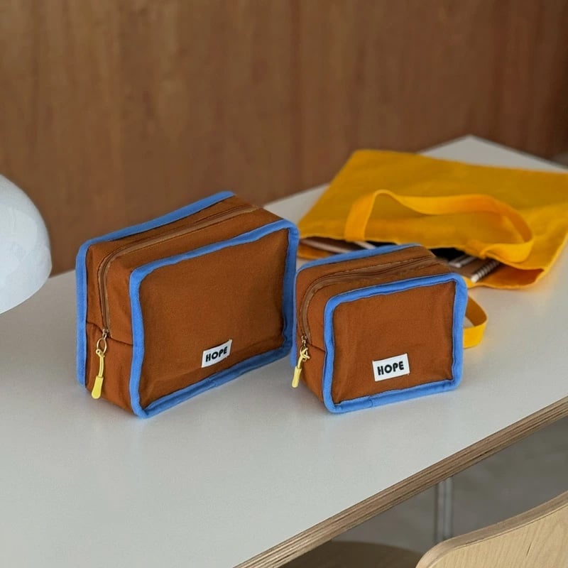 pouch-03003 Blue×brown ポーチ 大小2個セット | ART OF BLACK