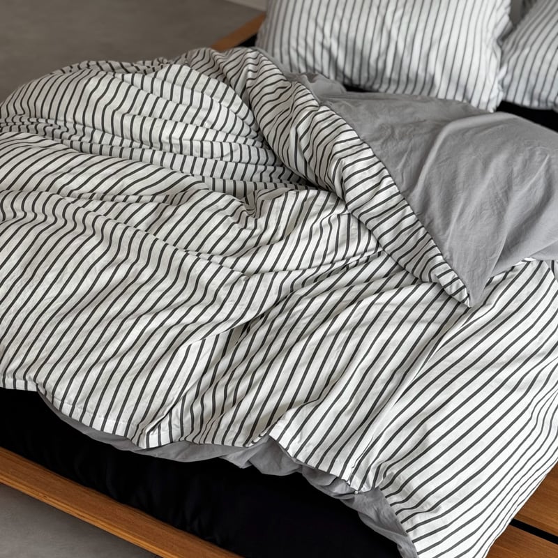 beddingsets-03107 black×white ストライプ 布団カバーセット |