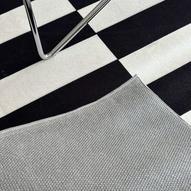 rug-03067 ホワイト＆ブラック ストライプラグ 140×200cm 160×230cm