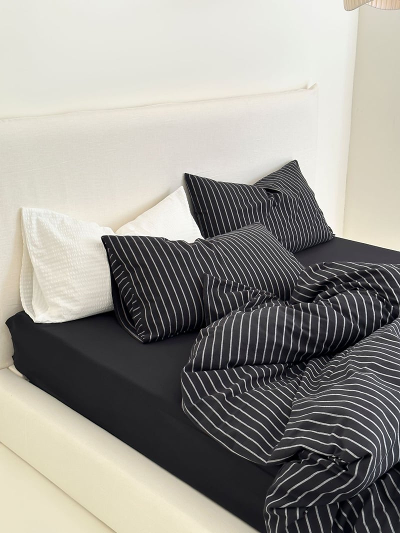beddingsets-03033 black×white ストライプ 布団カバーセット | beddingsets-03033 black×white ストライプ 布団カバーセット |