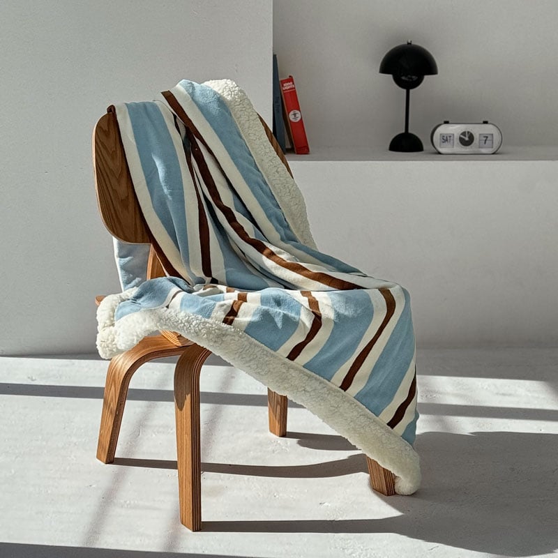 blanket-03052 シックシンストライプ ボアブランケット 毛布