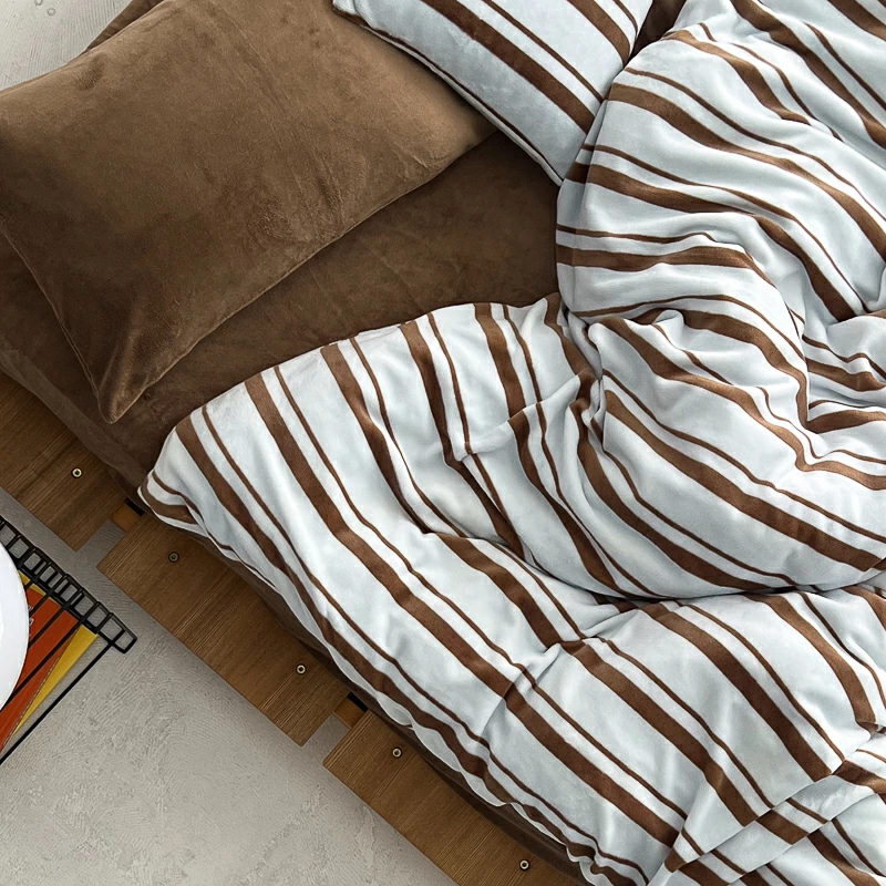 beddingsets-03061 mint×brown あたたか ファイバー厚手 起毛 スト