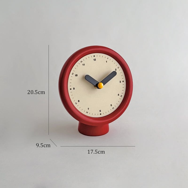 clock-03098 red スタンド付き ラウンド テーブルクロック 置き時計