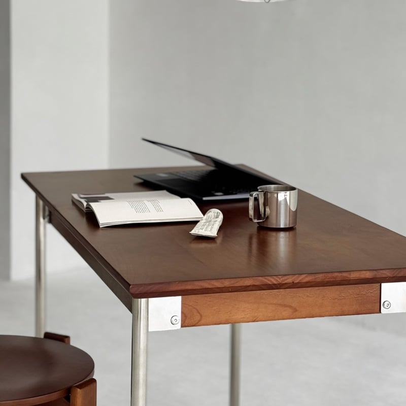 table-03173 ウッドトップ×ステンレスレッグ デスク | ART OF BLACK