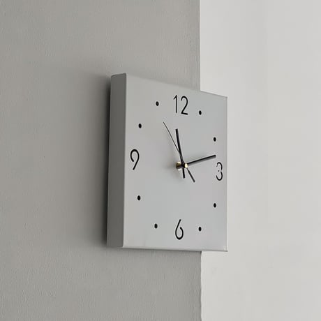 clock-03072　ホワイト コーナー 両面時計 静音