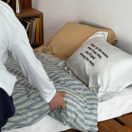 beddingsets-03117　Proverb Pillow ＆ blue×green ストライプ 洗いざらしコットン 布団カバーセット