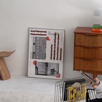 poster-03134　BAUHAUS オレンジ シルバーフレーム付き ポスター 70×50cm