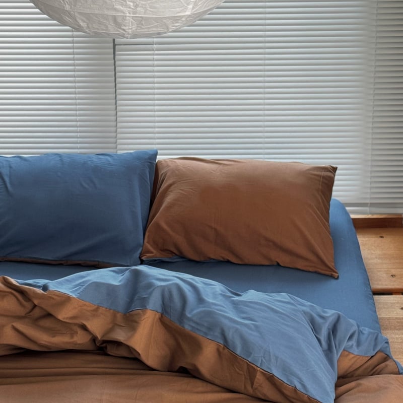 beddingsets-03115 blue×brown リバーシブル 布団カバーセット |