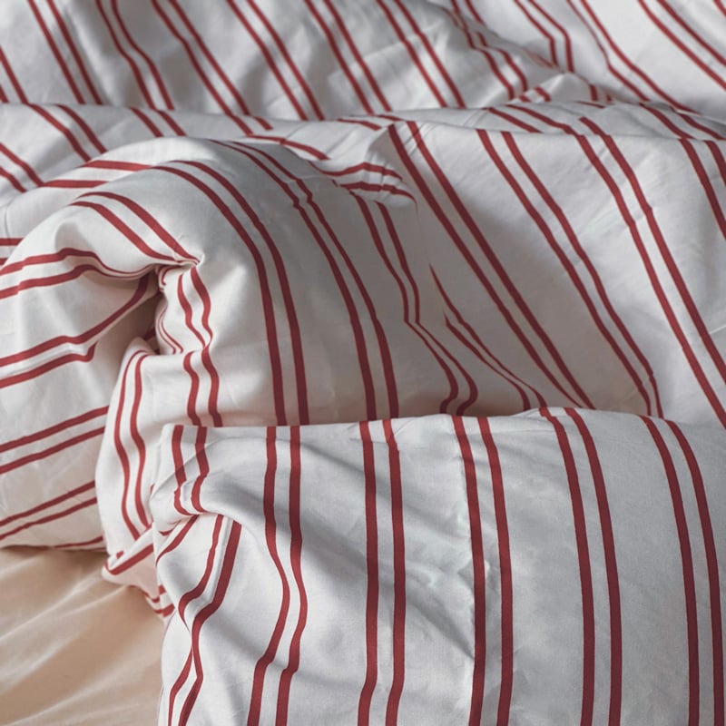 beddingsets-03002 white×red ダブルストライプ 布団カバーセット |