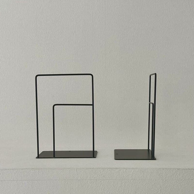 bookend-03019 square line アイアン ブックスタンド 2個セット |...