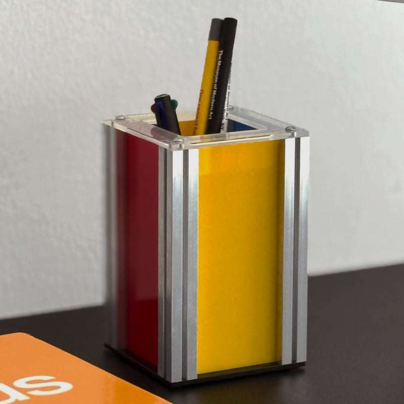 アクリルペン立て stationery-03052 アルミフレーム カラーアクリル ペンスタンド | ART O