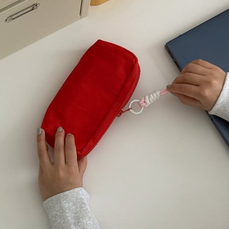 stationery-03034　Mサイズ 撥水OXFORD生地 ストラップ付き カラーペンケース ポーチ