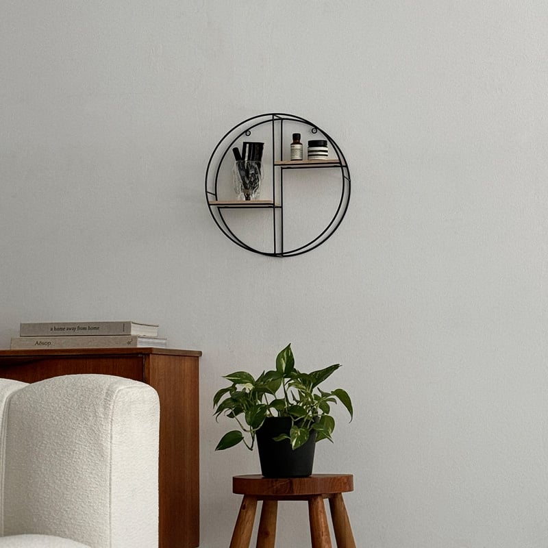 wallrack-03009 アイアン ラウンド ウォールシェルフ 直径36cm wallrack-03009 アイアン ラウンド ウォールシェルフ 直径36cm