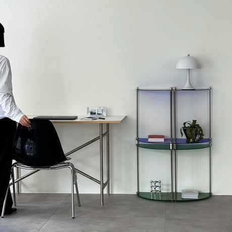 rack-03093　カラーアクリル コーナー 扇型 モジュールシェルフ