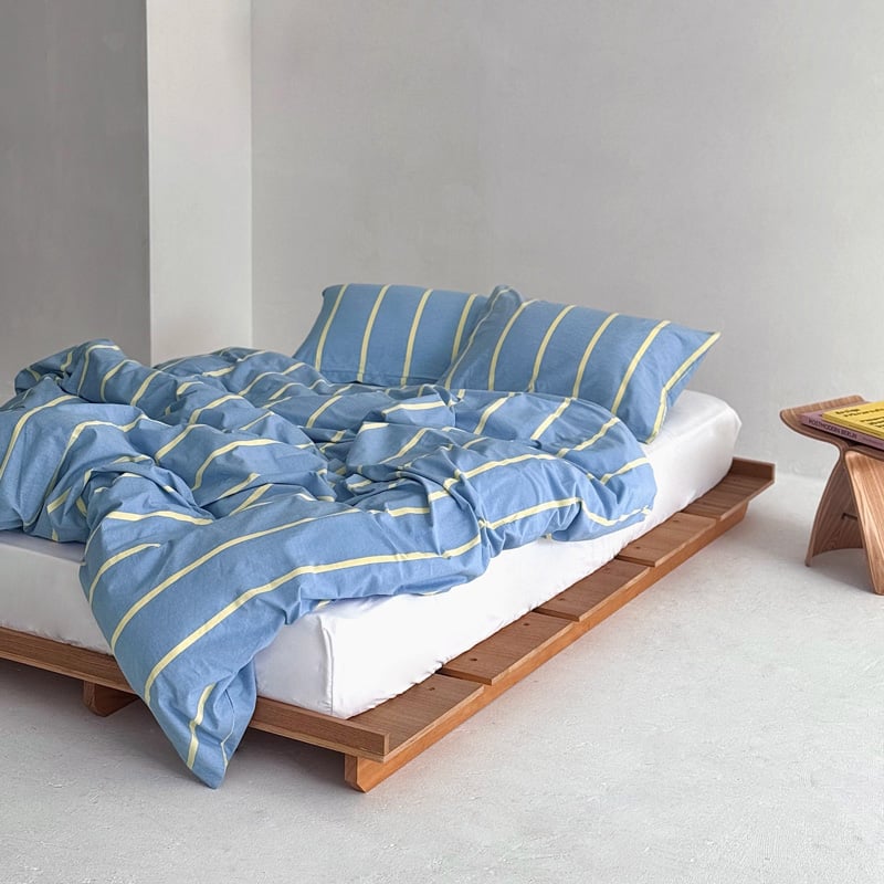beddingsets-03083 blue×yellow ペンシルストライプ 布団カバーセッ