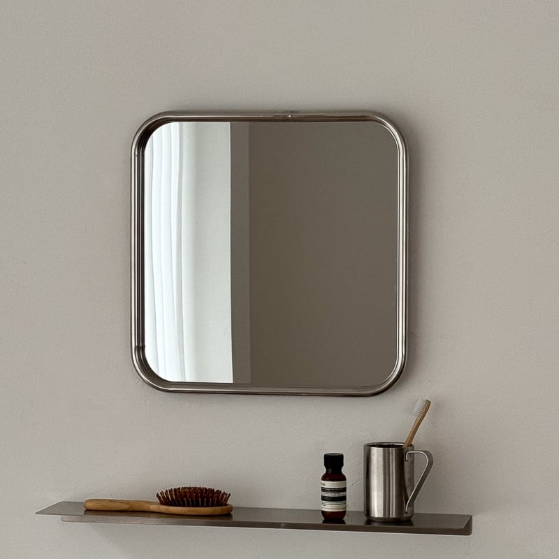 mirror-03160 スクエア ステンレスフレーム 壁掛けミラー 40cm | ART O