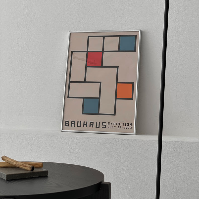 poster-03073 BAUHAUS カラーボックスデザイン シルバーフレーム