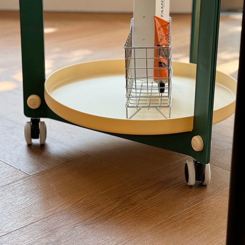 wagon-03014 バイカラー ラウンド キャスター付きワゴン 2段