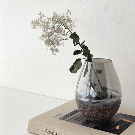 flowervase-03161　カラーガラス 大理石 フラワーベース 花瓶