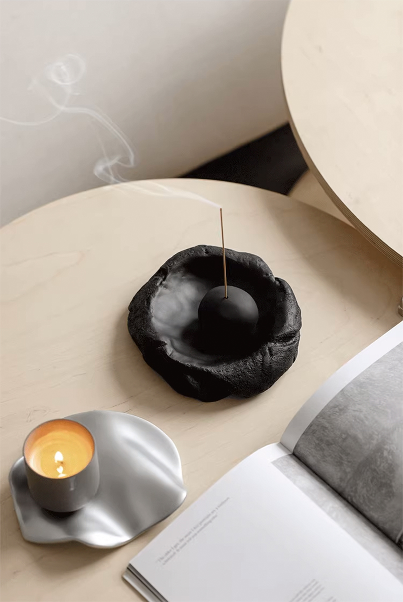 incenseholder-03086 ブラック カーヴストーン インセンス