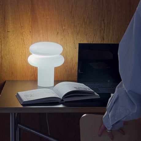 light-03397　USB ホワイトガラス 3色調光 テーブルランプ LED