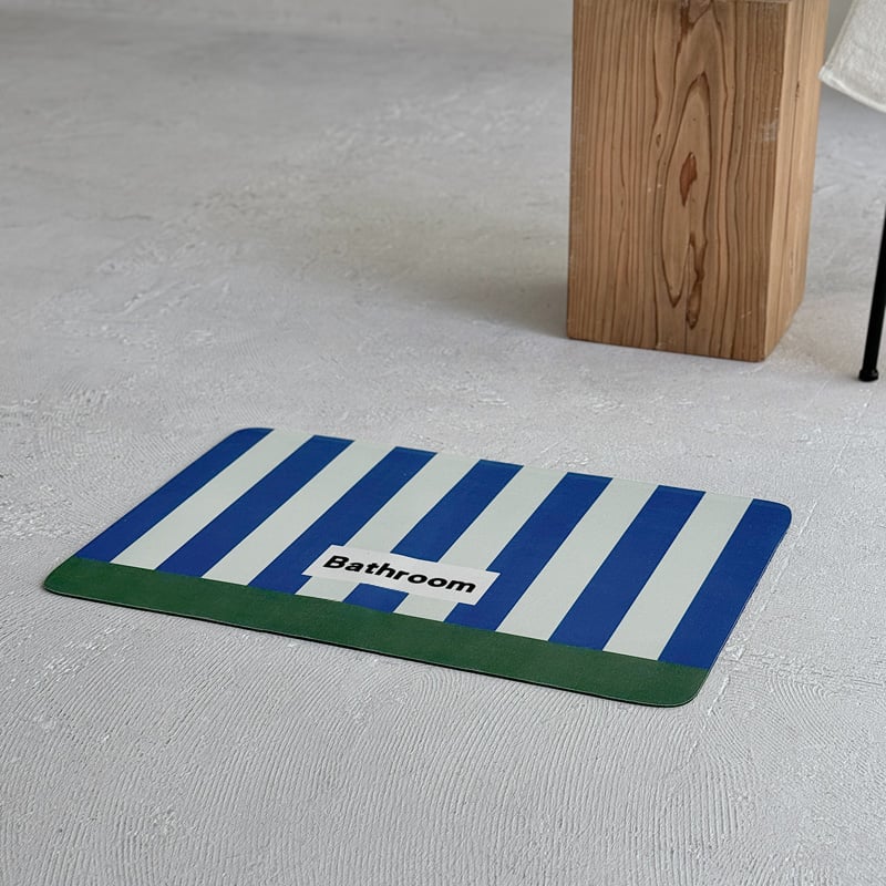 mat-03086 Bathroom ストライプ 珪藻土入り バスマット 40cm×60cm