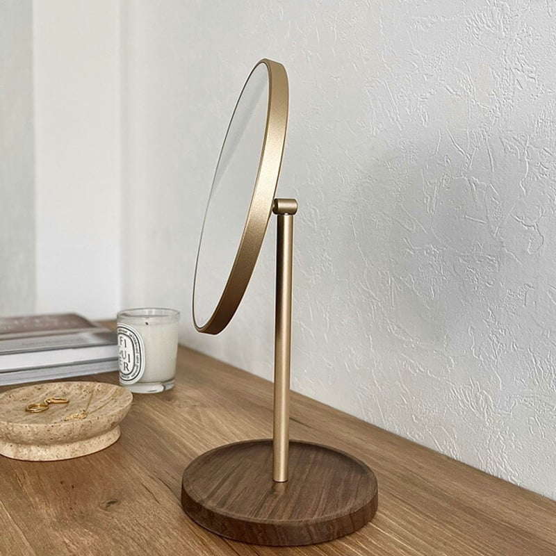 mirror-03061 ウォールナット 卓上ミラー マットゴールド | ART OF BLACK