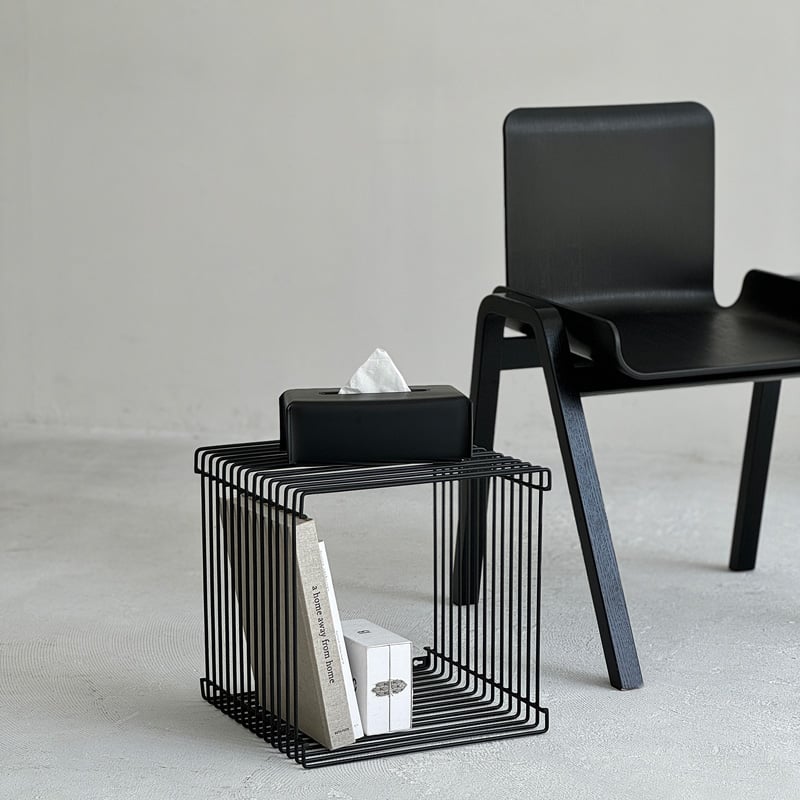 tissuebox-03074 ヴィーガンレザー ブラック ティッシュケース 22cm×12c