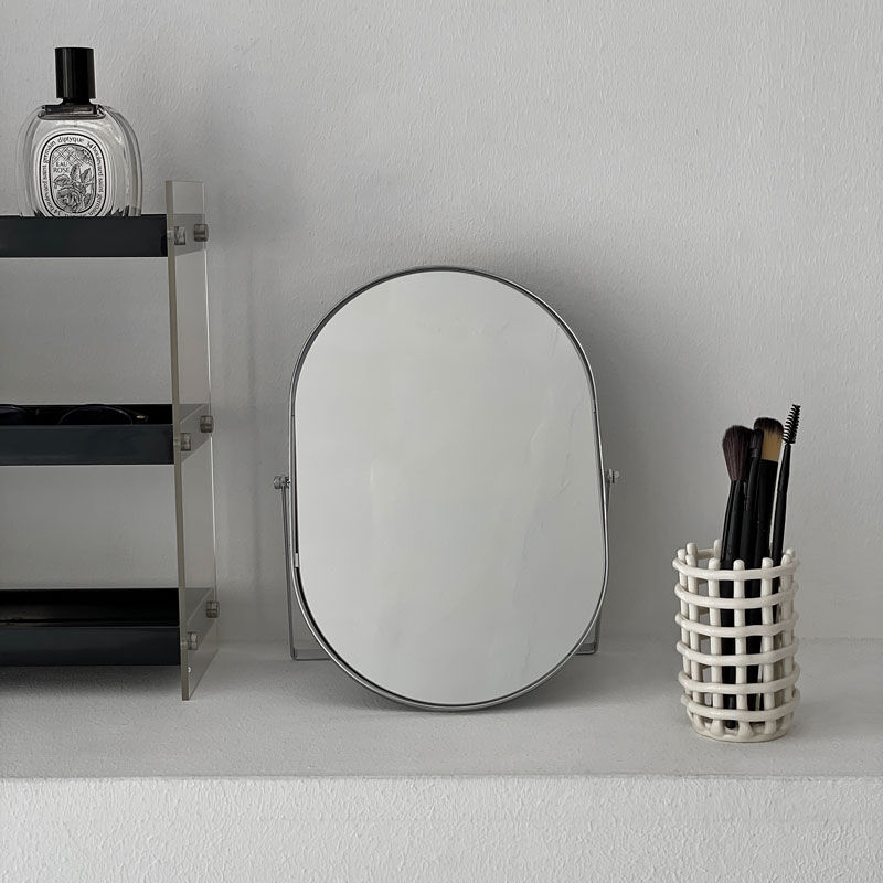 mirror-03107 ステンレスフレーム オーバル 卓上ミラー | ART OF BLACK